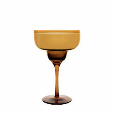 Candlesticks and candle holders - Vispera Amber Scented and colored soy candle on stand - PEKALLA CRISTAL GLASS