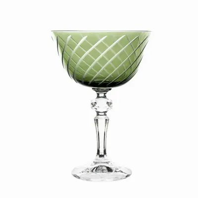 Glass - Gratia Olive Crystal Champagne Glasses - 6 Pieces 180ml - PEKALLA CRISTAL GLASS