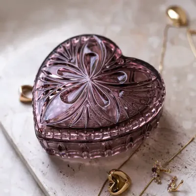 Crystal ware - Slate Crystal HEART Jewelry Box - PEKALLA CRISTAL GLASS