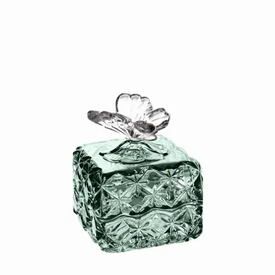 Crystal ware - Malachit Crystal Butterfly Jewelry Box - PEKALLA CRISTAL GLASS