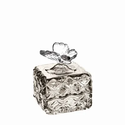 Crystal ware - Mokka BUTTERFLY crystal jewelry box - PEKALLA CRISTAL GLASS