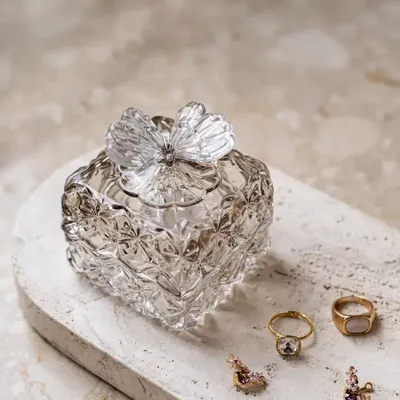 Cristallerie - Boîte en cristal PAPILLON à bijoux Mokka - PEKALLA CRISTAL GLASS