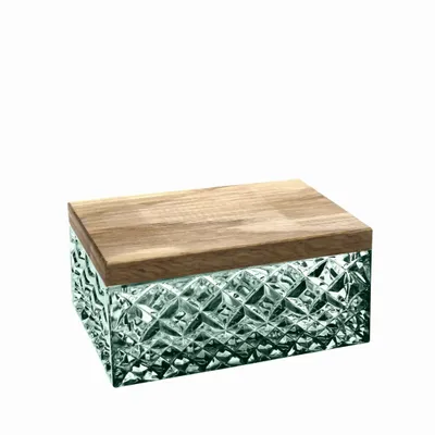 Crystal ware - Crystal jewelry box with a Malachit wooden lid - PEKALLA CRISTAL GLASS