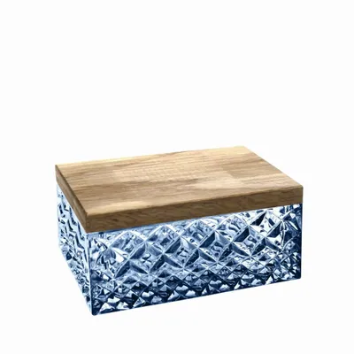 Crystal ware - Crystal jewelry box with a wooden lid Mist - PEKALLA CRISTAL GLASS