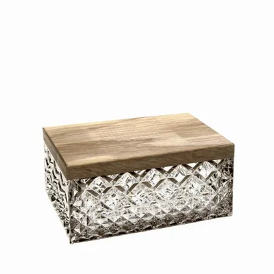 Crystal ware - Crystal jewelry box with a wooden lid Mokka - PEKALLA CRISTAL GLASS