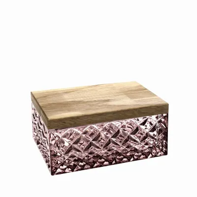 Crystal ware - Crystal jewelry box with a slate wooden lid - PEKALLA CRISTAL GLASS