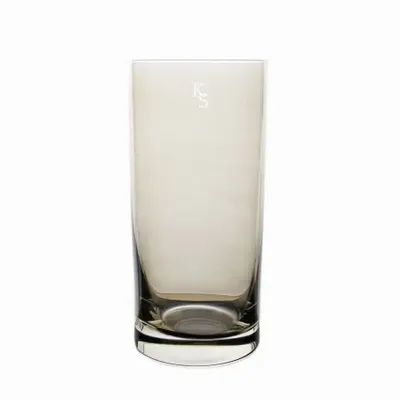 Glass - Kalatina Mokka crystal water/drink glasses with initials motif - 6 pieces 350 ml - PEKALLA CRISTAL GLASS