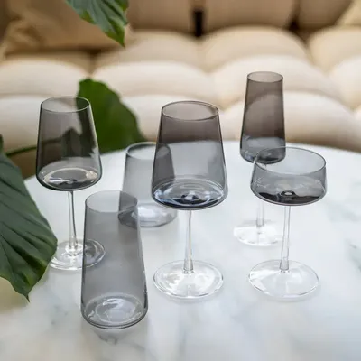Glass - Vida Colored Cocktail/Water Glass Grey - 6 pieces 380 ml - PEKALLA CRISTAL GLASS