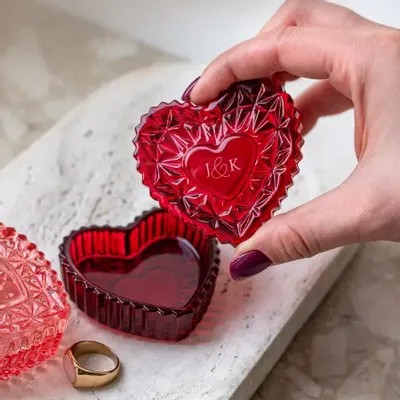 Crystal ware - Rubin Crystal Box for the Wedding Couple's Wedding Rings - PEKALLA CRISTAL GLASS