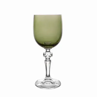 Glass - Kalatina Olive Crystal Wine Glasses - 6 Pieces 170ml - PEKALLA CRISTAL GLASS