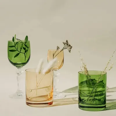 Glass - Kalatina Olive Crystal Wine Glasses - 6 Pieces 170ml - PEKALLA CRISTAL GLASS