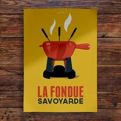 Poster - Poster La Fondue : Jaune - COSYNÉVÉ - MOUNTAIN POSTERS