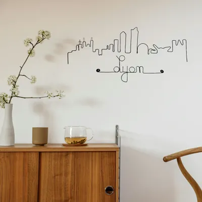 Other wall decoration - Wire Wall Decoration\" Lyon Line\ "” - to be pinned - BIJOUX DE MUR