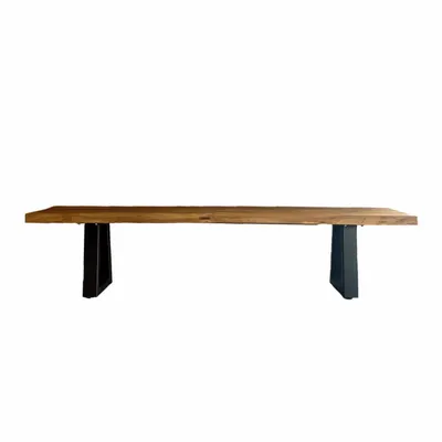 Benches - Bench With Iron Legs - Natural - 220 - BAZAR BIZAR LIVING