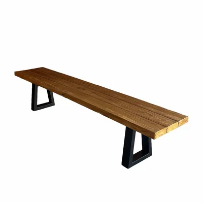 Benches - Bench With Iron Legs - Natural - 280 - BAZAR BIZAR LIVING