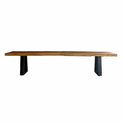 Benches - Bench With Iron Legs - Natural - 280 - BAZAR BIZAR LIVING