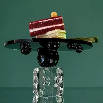 Cristallerie - Présentoir à gâteaux en cristal fait main Ellipses, support de service - ARCAICO