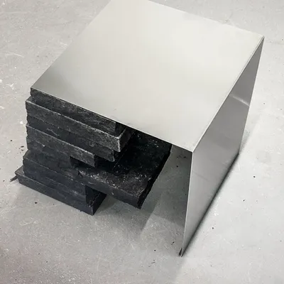 Coffee tables - Sculptural Black Basalt and Stainless Steel Coffetable [Tecton] - CASE STUDIOS