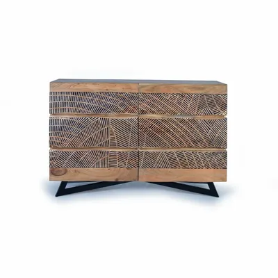 Chests of drawers - Acacia wood and metal chest of drawers - GINER Y COLOMER