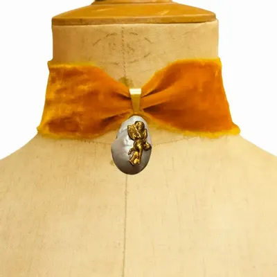 Jewelry - Choker Orange Silk Velvet - Barocco - FASCINATO