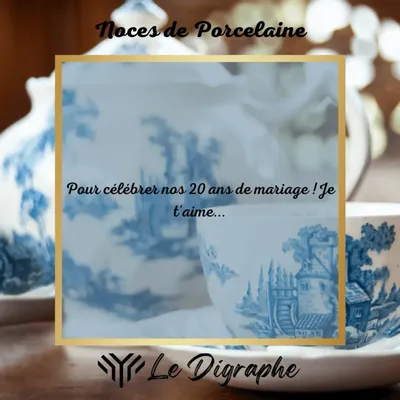 Objets de décoration - 20 ans : digraphe noces de porcelaine - LE DIGRAPHE