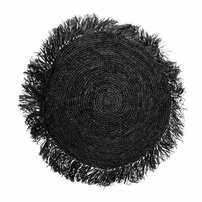 Coussins - Housse de coussin ronde The Raffia, noire, 60x60 - BAZAR BIZAR LIVING