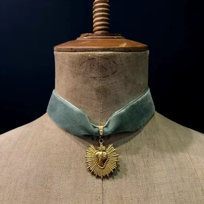 Bijoux - Choker Benvolio - Velours vert - FASCINATO