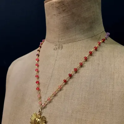 Bijoux - Collier Benvolio - Pierres roses - FASCINATO