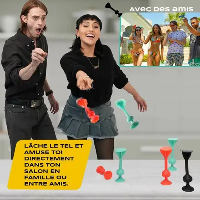 Jouets enfants - TOSSIT Jeu Fléchette Ventouse, Rouge Cyan, Starter Pack - TOSSIT