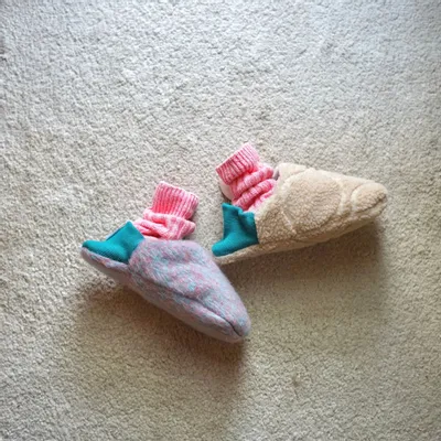 Chaussettes - JAPAN MADE Reversible room shoes / Melange Shaggy × Quilting Boa - MERIPPA