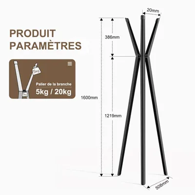 Etagères - KAPANOU Porte-Manteau sur Pieds AAA02-Black - KAPANOU