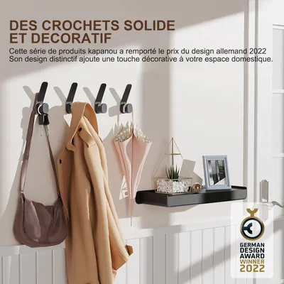 Etagères - KAPANOU Crochet Mural AAA04-Black - KAPANOU