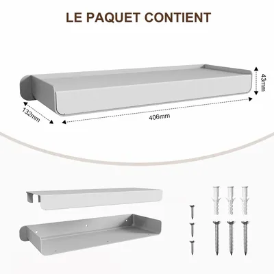 Etagères - KAPANOU Étagères Mural Rangement AAA05-Grey - KAPANOU