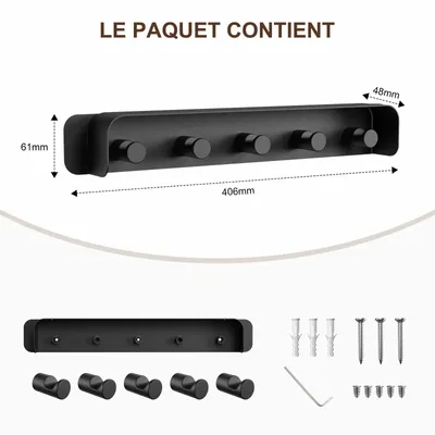 Etagères - KAPANOU Porte-manteau Mural AAA08-Black - KAPANOU