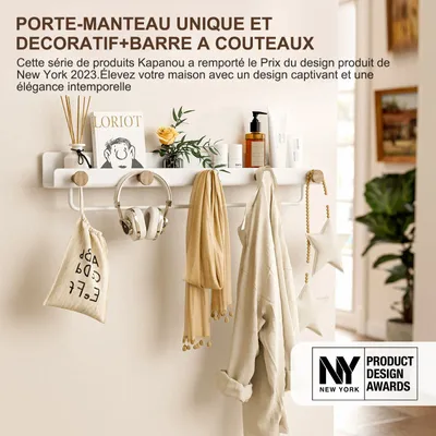 Shelves - KAPANOU Shelf with hooks CCC002-W - KAPANOU