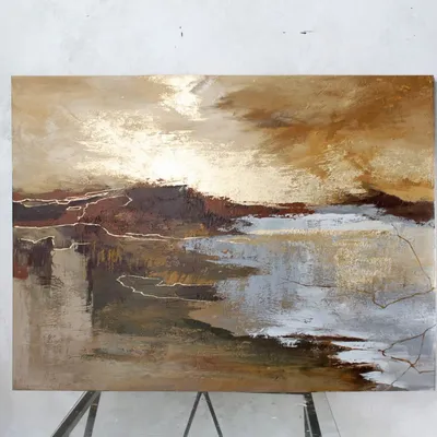 Office design and planning - « Calabria » Series of handmade textured abstract paintings - MATISS ART STUDIO