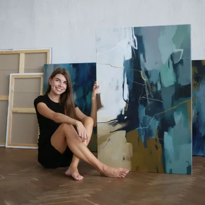 Aménagements pour bureau - « Melody » Série de peintures abstraites texturées faites à la main - MATISS ART STUDIO