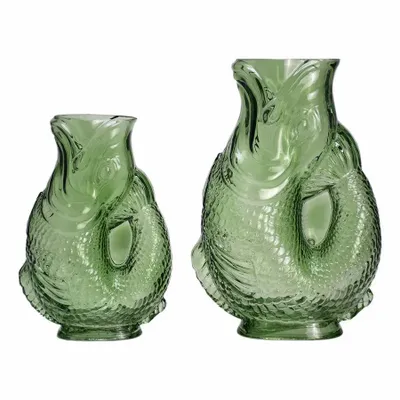 Decorative objects - VASE” GREEN GLASS ASS. 'FISH' - FANCY