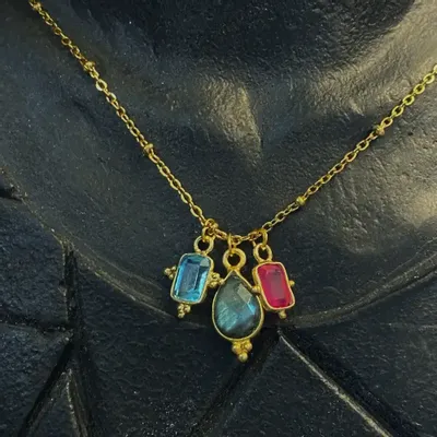 Jewelry - Necklace Byzance - Gold Plated - 3 stones - FASCINATO