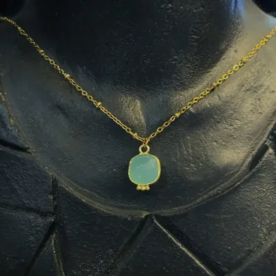 Jewelry - Necklace Byzance Amazonite - Gold Plated - FASCINATO