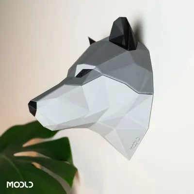 Design objects - The Howler - 3D-Printed Low Poly Wolf Head Wall Art - MODLD