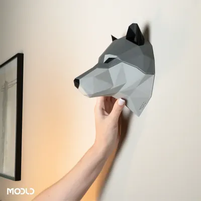 Design objects - The Howler - 3D-Printed Low Poly Wolf Head Wall Art - MODLD