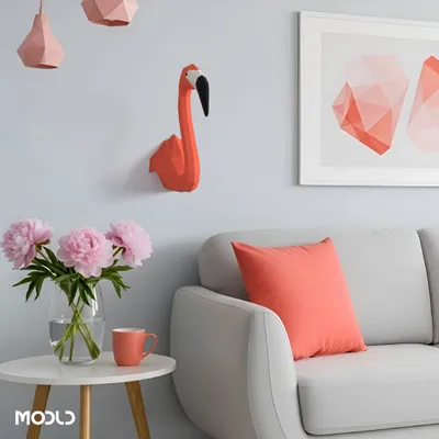 Design objects - Pinkster - 3D-Printed Low Poly Flamingo Statue Wall Art - MODLD