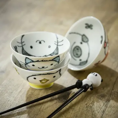 Bowls - Rice Bowl - Animal Pattern - NISHIKIDÔRI