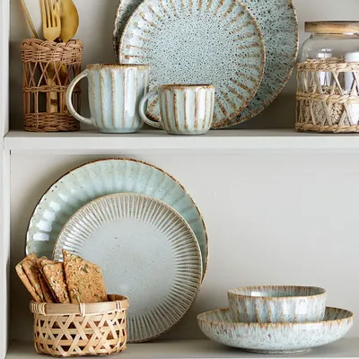 Platter and bowls - Fleur Dinnerware Set, Nature, Stoneware - BLOOMINGVILLE MULTIBRAND HOUSE
