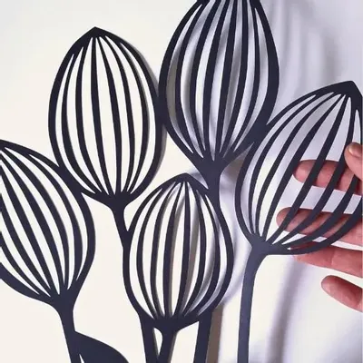 Décorations florales - Paper Cut Noir - Découpe Artisanale - Tulipes - LUMBRA BY PELLAS