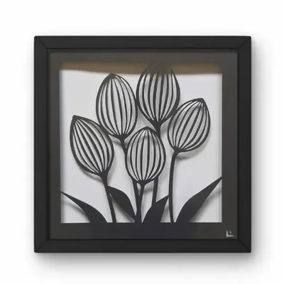 Floral decoration - Black Paper Cut - Handmade Cutting - Tulips - LUMBRA BY PELLAS