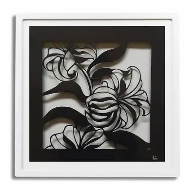 Autres décorations murales - Paper Cut Noir - Découpe Artisanale - FLEURS DE LYS - LUMBRA BY PELLAS