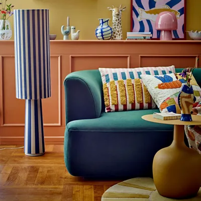 Floor lamps - Emmie Floor Lamp, Blue, Polyester - BLOOMINGVILLE MULTIBRAND HOUSE