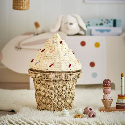 Objets déco enfant - Cillie Panier avec couvercle, Nature, Herbier marin - BLOOMINGVILLE MULTIBRAND HOUSE